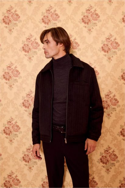 جاكيت صوف قصة عادية بياخة بولو مبطن