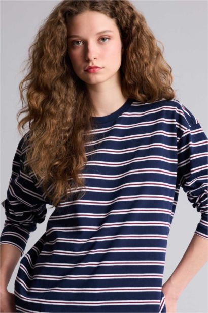 Loose Fıt Bisiklet Yaka Sweatshirt