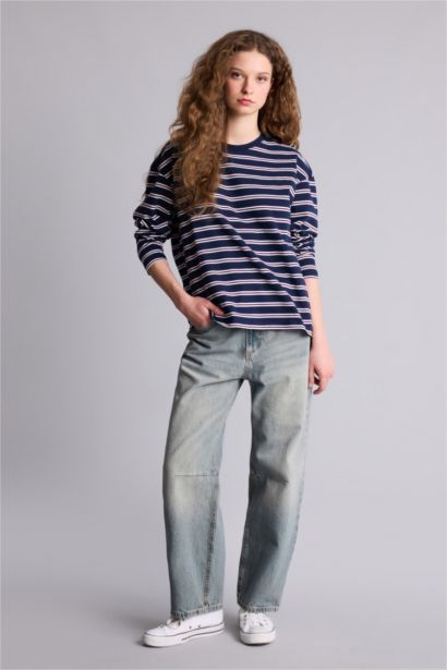 Loose Fıt Bisiklet Yaka Sweatshirt