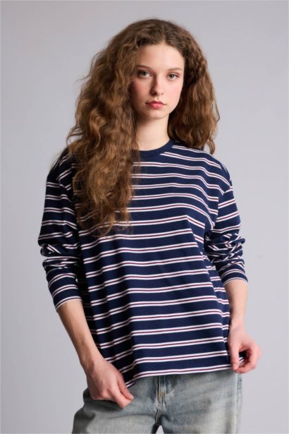 Loose Fıt Bisiklet Yaka Sweatshirt