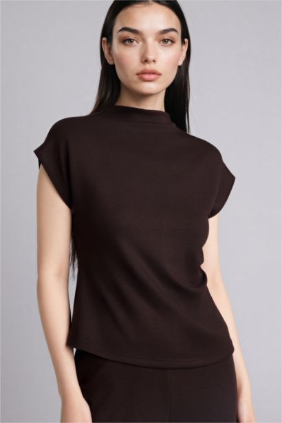 Slim Fit Half Turtleneck Pique Tank Top