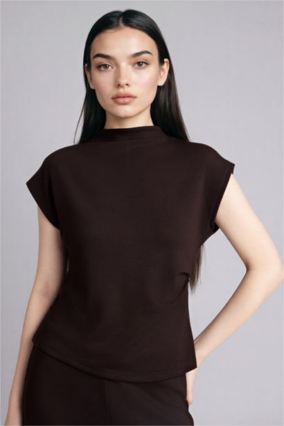 Slim Fit Half Turtleneck Pique Tank Top