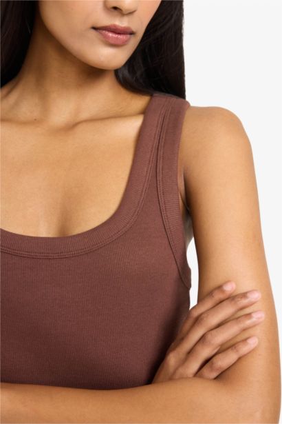 Майка кашкорсе Fitted в рубчик с U-образным вырезом