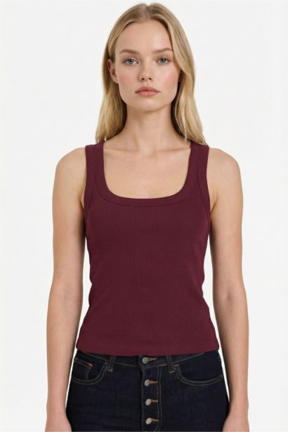 Майка кашкорсе Fitted в рубчик с U-образным вырезом