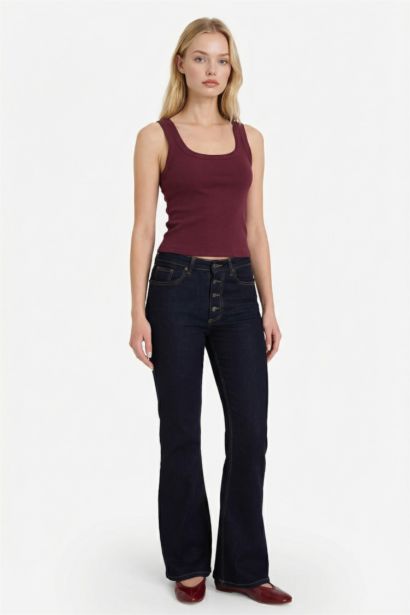 Майка кашкорсе Fitted в рубчик с U-образным вырезом