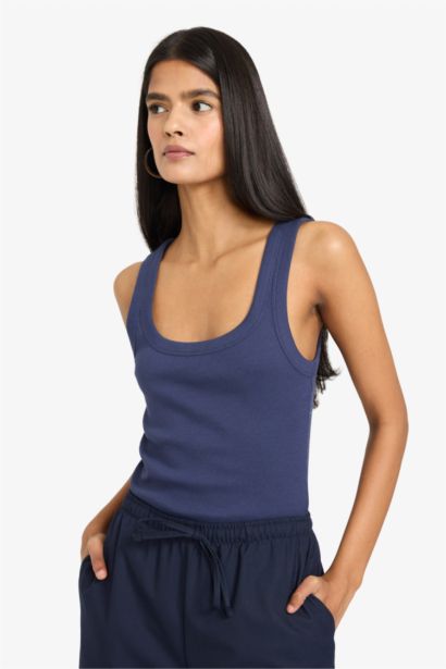 Майка кашкорсе Fitted в рубчик с U-образным вырезом