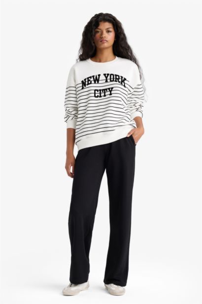 Relax Fit Striped Long Sleeve Sweatshirt