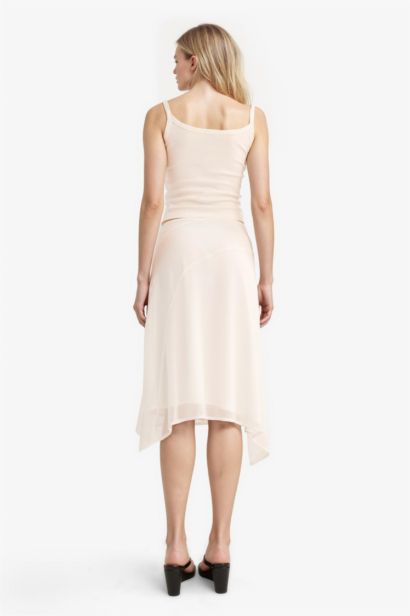 تنورة ميدي شيفون قصة A بخصر عادي