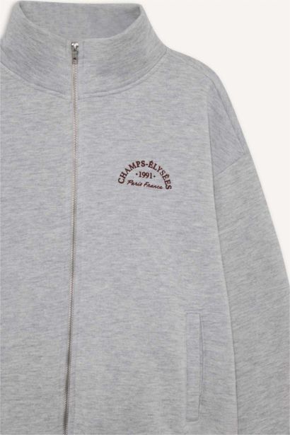 Relax Fit Half Turtleneck Printed Thick Sweatshirt