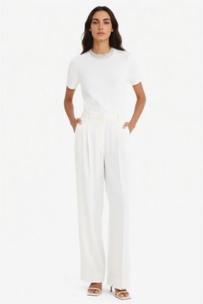 Regular Fit Crew Neck Embroidered Knitwear Pullover