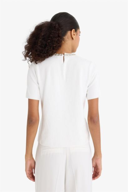 Regular Fit Crew Neck Embroidered Knitwear Pullover