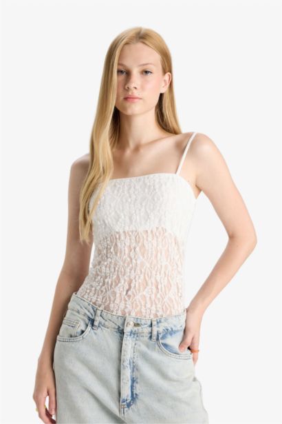 Fitted Dantel Bodysuit