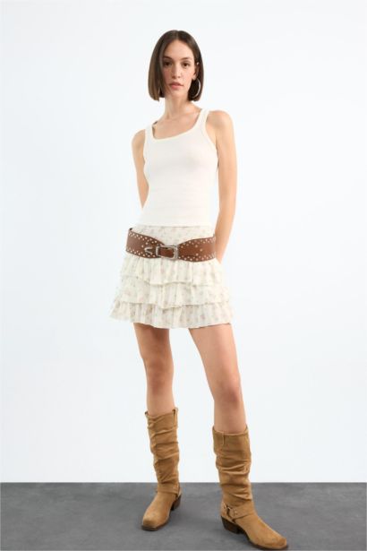 تنورة قصيرة فلورال بخصر مطاطي