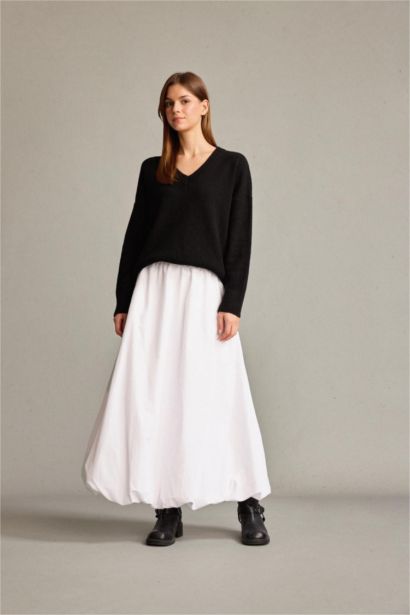 Balloon Fit Poplin Lined Elastic Band Skirt