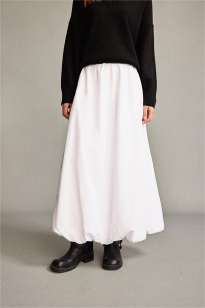 Balloon Fit Poplin Lined Elastic Band Skirt