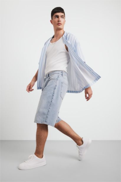 Baggy Fit Denim Bermuda Shorts
