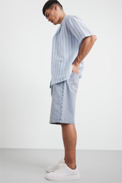 Baggy Fit Denim Bermuda Shorts