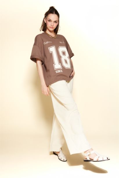 %100 Pamuk Oversıze Baskılı Tişört