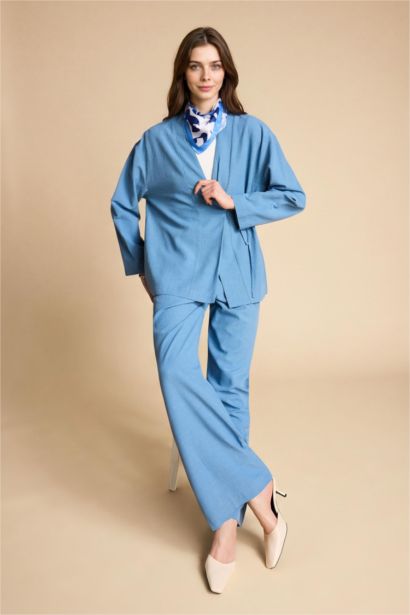 Wide Leg Linen Blended Trousers