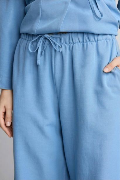 Wıde Leg Keten Karışımlı Pantolon