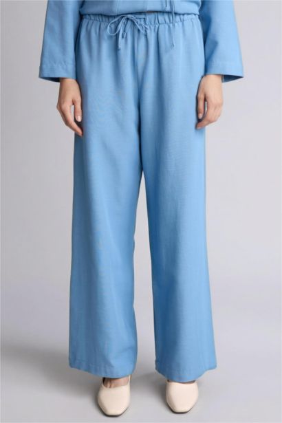 Wide Leg Linen Blended Trousers