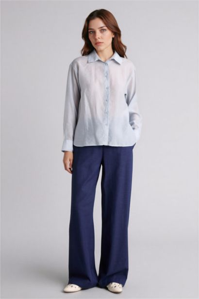 Wıde Leg Keten Karışımlı Pantolon