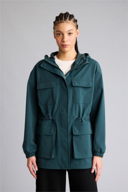 Ветрозащитный водоотталкивающий дождевик на молнии с капюшоном Regular Fit