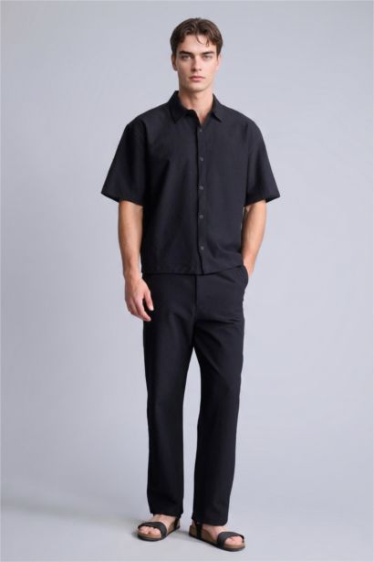 Boxy Fit Crinkle Short Sleeve Shirt