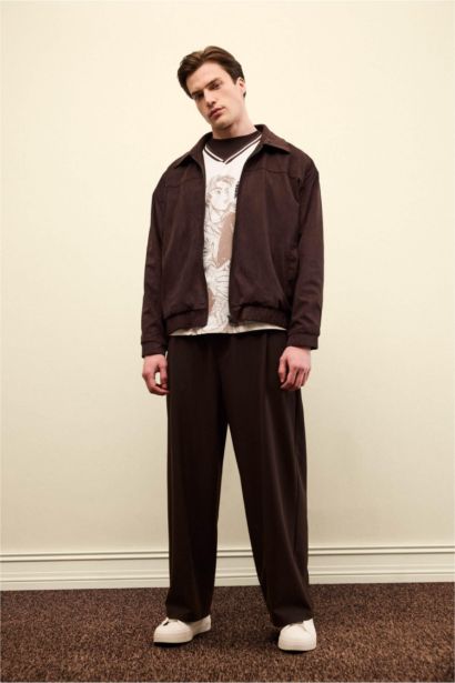 Barrel Fit Wide Straight Leg Trousers