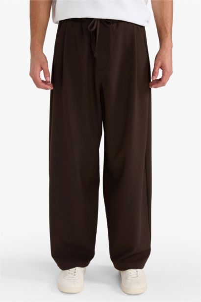 Barrel Fit Wide Straight Leg Trousers