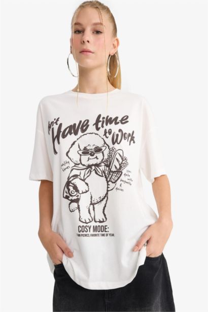 T-shirt Oversize imprimé à col rond et manches courtes