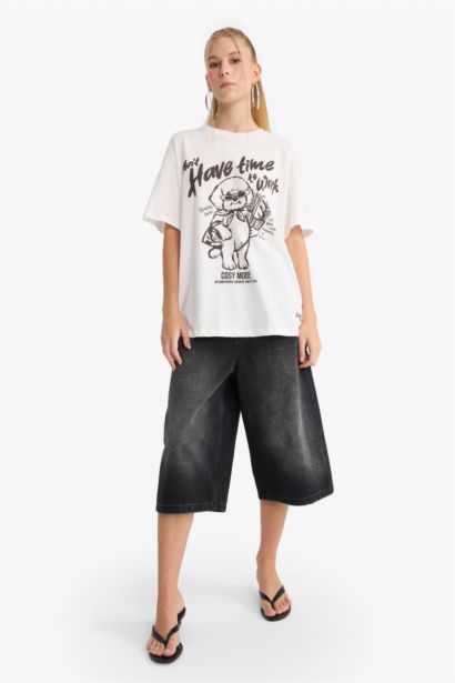 T-shirt Oversize imprimé à col rond et manches courtes