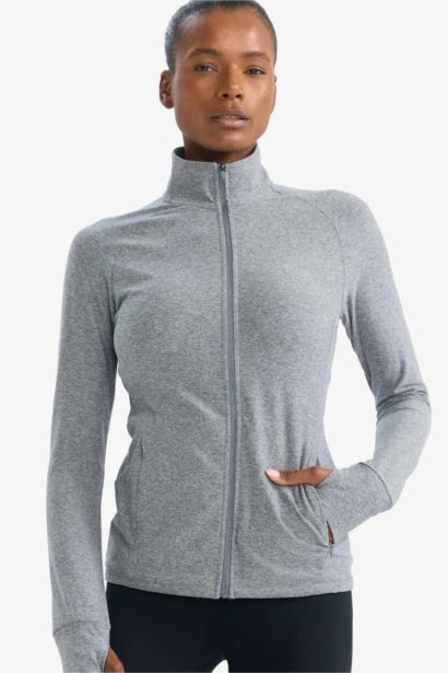 Top de sport zippé à col montant Coupe slim