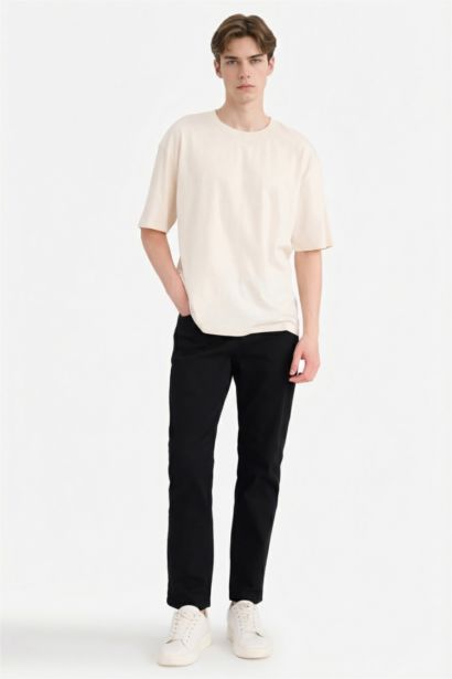 تيشيرت قطن نص ردن اوفر سايز بياخة مستديرة