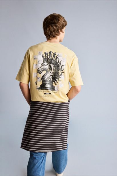 تيشيرت قطن نص ردن اوفر سايز بياخة مستديرة