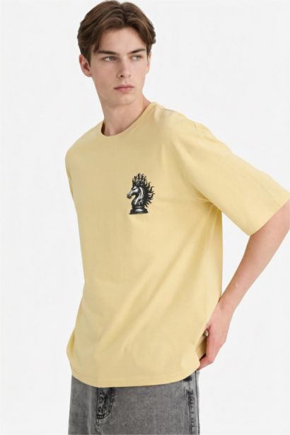 تيشيرت قطن نص ردن اوفر سايز بياخة مستديرة