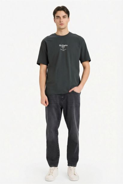 تيشيرت قطن نص ردن اوفر سايز بياخة مستديرة