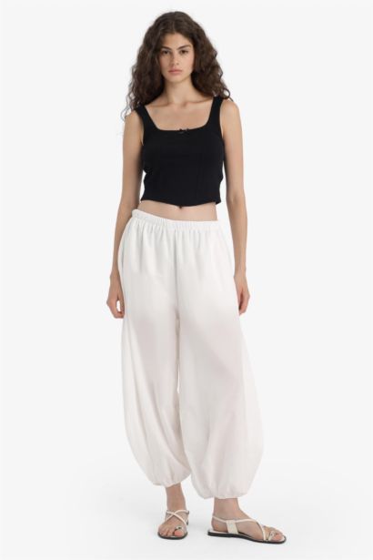 Barrel Fit Cepli Normal Bel Standart Boy Vual Şalvar Pantolon