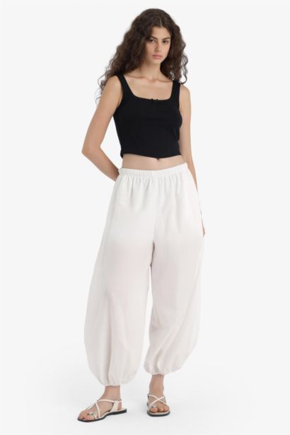 Barrel Fit Cepli Normal Bel Standart Boy Vual Şalvar Pantolon