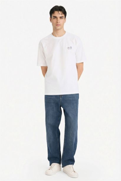 تيشيرت قطن نص ردن اوفر سايز بياخة مستديرة