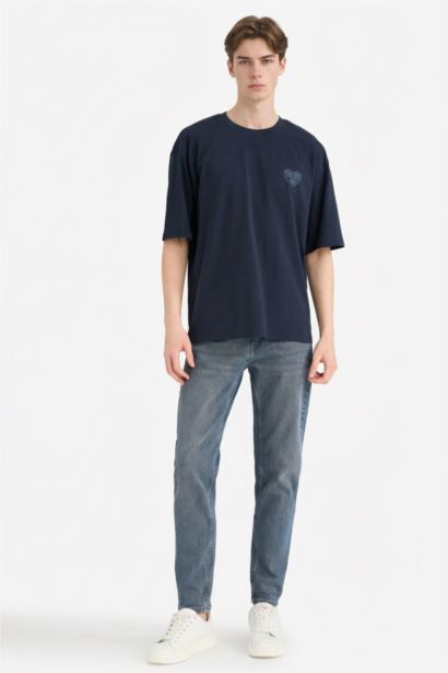 تيشيرت قطن نص ردن اوفر سايز بياخة مستديرة