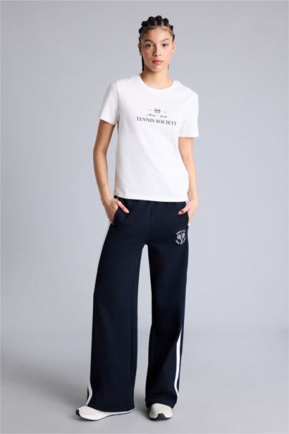 Standart Fıt Bisiklet Yaka Spor Baskılı Sporcu Kısa Kollu Tişört