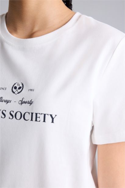 Standart Fıt Bisiklet Yaka Spor Baskılı Sporcu Kısa Kollu Tişört