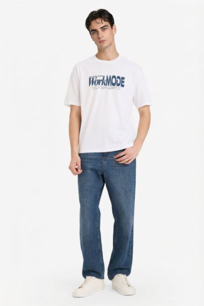 تيشيرت قطن نص ردن اوفر سايز بياخة مستديرة