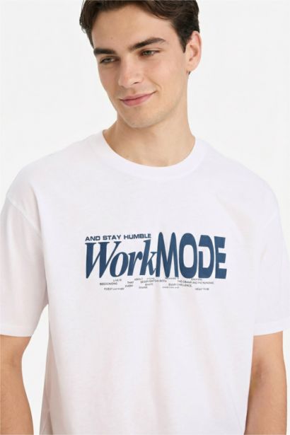 تيشيرت قطن نص ردن اوفر سايز بياخة مستديرة