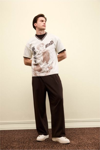 تيشيرت قصة مريحة بطبعة حرف D