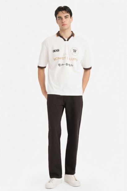 Loose Fit One Piece Polo Collar Short Sleeve T-Shirt