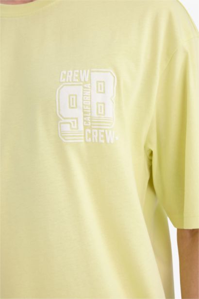 تيشيرت نص كم أوفر سايز برقبة مستديرة