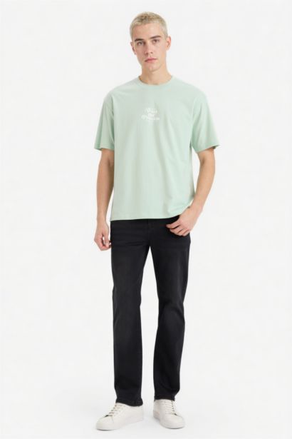 %100 Pamuk Boxy Fit Baskılı Tişört