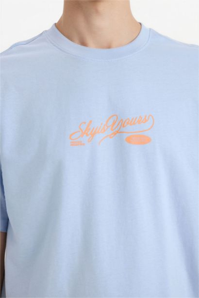 %100 Pamuk Boxy Fit Baskılı Tişört